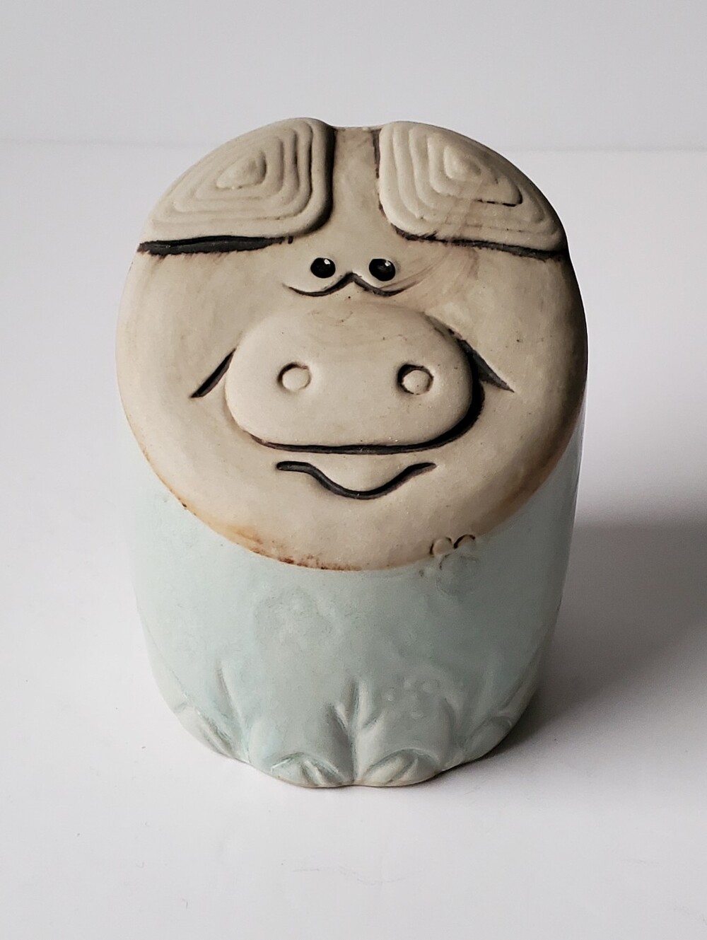 Vintage 1970s Japanese Stoneware Piggy Bank MCM Pig Coin Bank